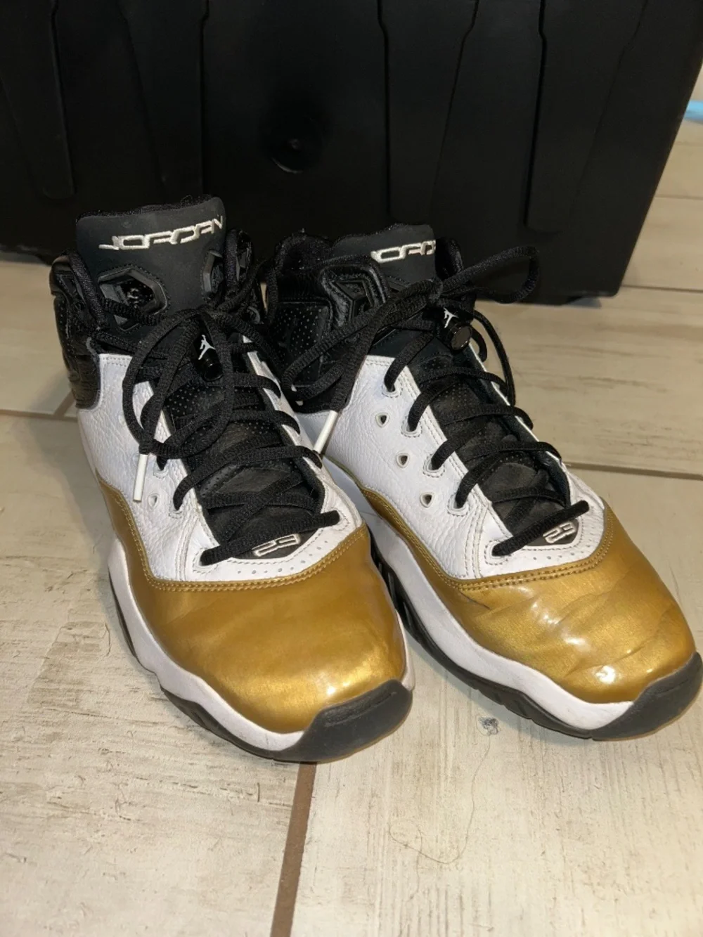 🖤✨ Jordan Flight Club Basketball Sneakers – White / Gold / Black High Top Shoes